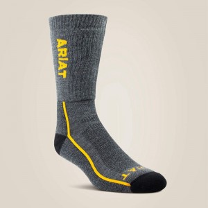 Ariat Heavyweight Merino Wool Steel Toe Performance Work Sock Szare Polska | FIAPYV-061