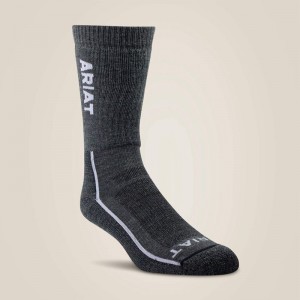 Ariat Heavyweight Merino Wool Steel Toe Performance Work Sock Szare Polska | KYIHLJ-135