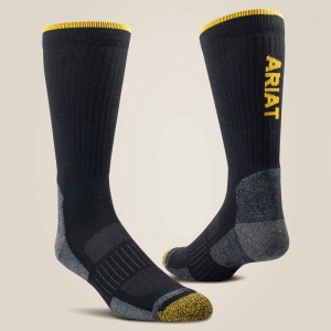 Ariat High Performance Tek Work Sock 2 Pair Pack Czarne Polska | RSUPGB-846