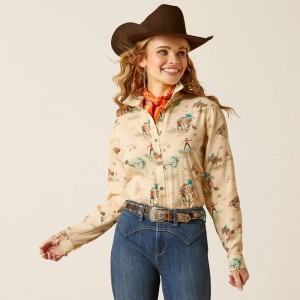 Ariat Homestyle Shirt Retro Ranch Print Polska | VQWLXZ-967