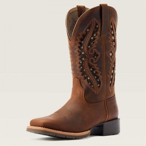 Ariat Hybrid Rancher Venttek 360° Western Boot Distressed Tan Polska | YMQBAJ-648