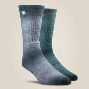 Ariat Incognito Graphic Crew Work Sock 2 Pair Multi Color Pack Grey/Green Polska | VASIBY-764