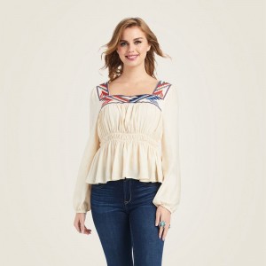 Ariat Jacquard Chimayo Top Buttercream Polska | MZOYPS-893