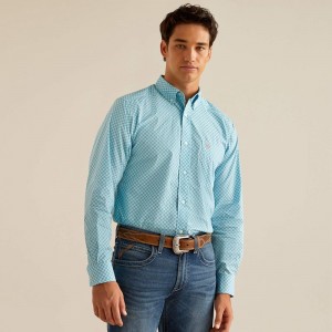 Ariat Kamron Fitted Shirt Sky Polska | OVXEQH-137