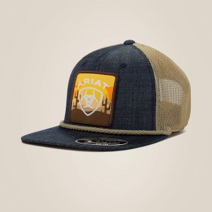 Ariat Large Logo Patch Desert Cap Denim Polska | PAUTNE-095