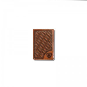 Ariat Lattice Embossed Trifold Wallet Tan Polska | JOINQG-849