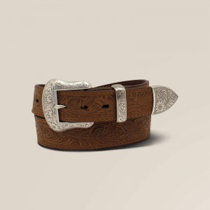 Ariat Leaf Emboss Belt Brązowe Polska | RPCOVI-970