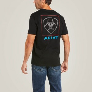 Ariat Linear T-Shirt Czarne Polska | ZTESYX-058