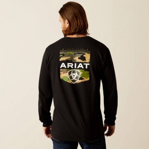 Ariat Lotf Camo Shield T-Shirt Czarne Polska | CITHAM-658