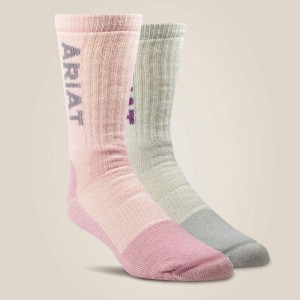 Ariat Midweight Merino Wool Blend Steel Toe Work Sock 2 Pair Multi Color Pack Multi Polska | BECLIN-089