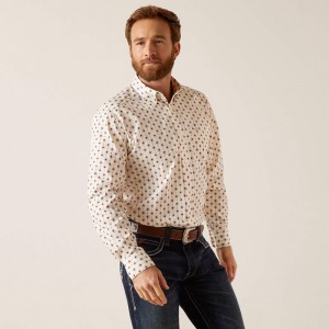 Ariat Naten Fitted Shirt White/White Polska | QPJXLY-510