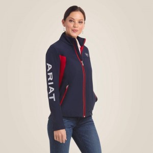 Ariat New Team Softshell Jacket Navy/Red Polska | THRGYD-679