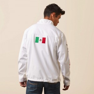 Ariat New Team Softshell Mexico Jacket Białe Polska | PRQMVJ-637