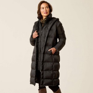 Ariat Norfolk Long Puffa Coat Czarne Polska | SPYZTW-148