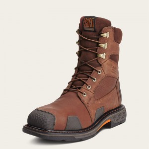 Ariat Overdrive 8" Wide Square Toe Waterproof Composite Toe Work Boot Brązowe Polska | KXVADO-058