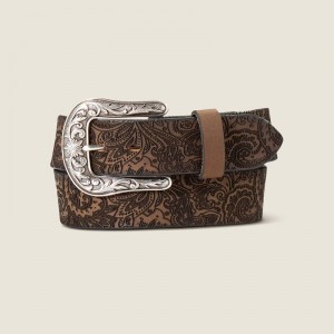 Ariat Paisley Tooled Belt Brązowe Polska | QVMAIF-504