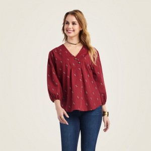 Ariat Peasant Top Chimayo Blouse Chimayo Dobby Polska | NIOLYA-547