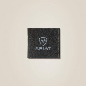 Ariat Pebble Leather Logo Bifold Wall Czarne Polska | BGPIUR-524