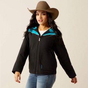 Ariat Pioneer Stretchshell Jacket Black/Capri Breeze Polska | ZXJMLS-954