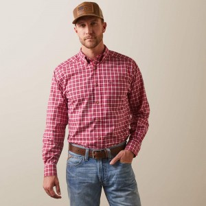 Ariat Pro Series Indiana Fitted Shirt Różowe Czerwone Polska | KGEYTR-892