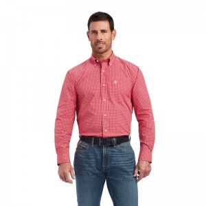 Ariat Pro Series Nevin Stretch Classic Fit Shirt Czerwone Polska | AOSINR-519