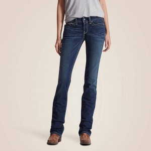 Ariat R.E.A.L. Mid Rise Stretch Icon Stackable Straight Leg Jean Ocean Polska | RTZNCF-021