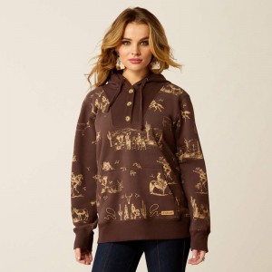 Ariat Ranchin Hoodie Ranchin Print Polska | TOMESY-305