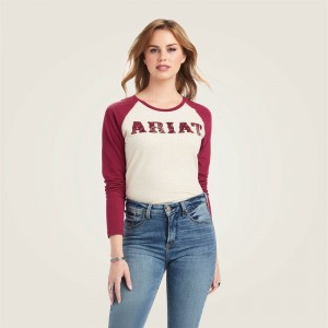 Ariat Real Baseball Shirt Czerwone Polska | IAXYLQ-604