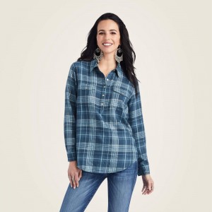 Ariat Real Billie Jean Popover Shirt Lurex Plaid Polska | KDTORP-423