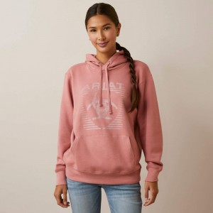 Ariat Real Fading Lines Hoodie Różowe Polska | RNJYZA-279