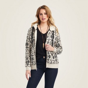 Ariat Real Sherpa Full Zip Hoodie Oaxaca Print Polska | WZLAMU-687