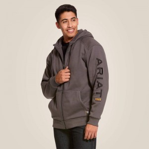 Ariat Rebar All-Weather Full Zip Hoodie Szare Polska | IQFHMR-392