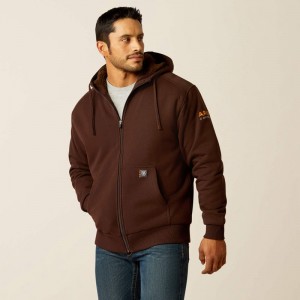 Ariat Rebar All-Weather Sherpa-Lined Full Zip Hoodie Kawa Polska | BHURPC-815