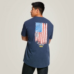 Ariat Rebar Cotton Strong American Grit Graphic T-Shirt Granatowe Polska | VATIWS-380