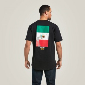 Ariat Rebar Cotton Strong Mexican Pride Graphic T-Shirt Czarne Polska | QJAMIC-321