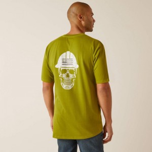 Ariat Rebar Cotton Strong Roughneck Graphic T-Shirt Zielone Polska | QPJRNT-351