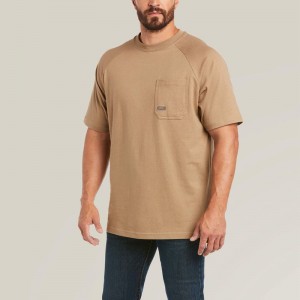 Ariat Rebar Cotton Strong T-Shirt Khaki Polska | CAMNGH-539