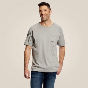 Ariat Rebar Cotton Strong T-Shirt Szare Polska | YZKDGW-053