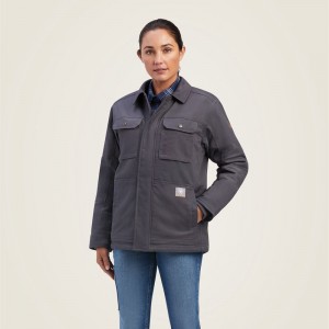 Ariat Rebar Duracanvas Sherpa-Lined Coat Szare Polska | ATCWPU-697