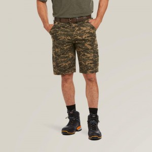 Ariat Rebar Durastretch Made Tough Cargo 11" Short Oliwkowe Camo Polska | JPFLQN-429