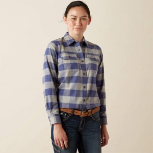 Ariat Rebar Flannel Tunic Niebieskie Indygo Polska | XVUJRO-409