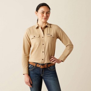 Ariat Rebar Flannel Tunic Oatmeal Heather Polska | LJBUVK-508