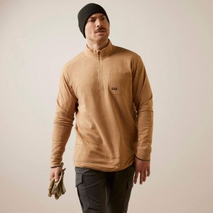 Ariat Rebar Foundation 1/4 Zip Shirt Tiger's Eye Polska | PYIDRO-831