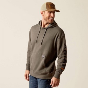 Ariat Rebar Graphic Hoodie Beluga Heather/Black Polska | YJWIRH-918