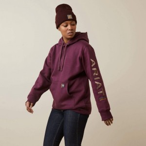 Ariat Rebar Graphic Hoodie Potent Purple/ Peppercorn Polska | PLNITO-421