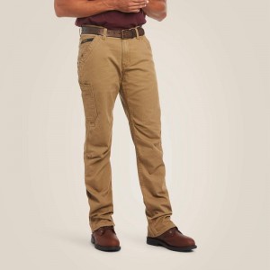 Ariat Rebar M4 Relaxed Durastretch Washed Twill Dungaree Boot Cut Pant Khaki Polska | QICEWJ-103