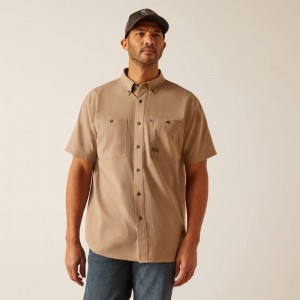 Ariat Rebar Made Tough 360 Airflow Work Shirt Khaki Polska | HYDCGT-483