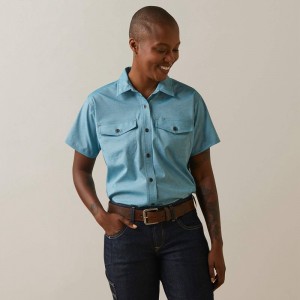 Ariat Rebar Made Tough Venttek Durastretch Work Shirt Larkspur Heather Polska | VZURXS-378