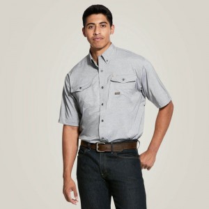 Ariat Rebar Made Tough Venttek Durastretch Work Shirt Charcoal Heather Polska | XDUFKC-417