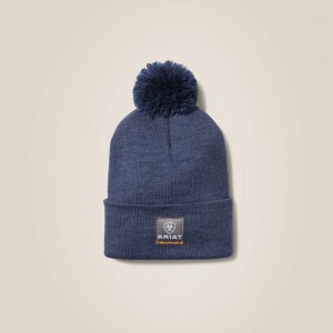 Ariat Rebar Pom Beanie Denim Heather Polska | PUSOAM-691